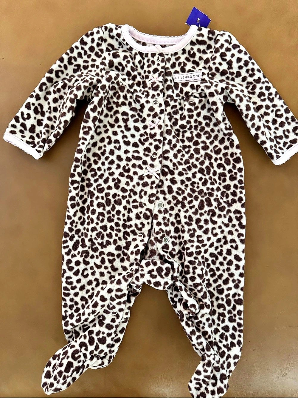 Just One You Leopard Print Footed Sleeper Size 3M Like New